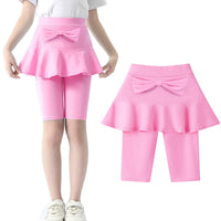 Girl's Knee Length Leggings Kids Girls Leggings with Skirt Athletic Pants